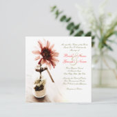 Roze Daisy Wedding Uitnodiging (Staand voorkant)