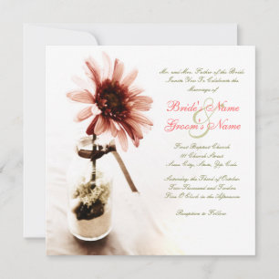 Roze Daisy Wedding Uitnodiging