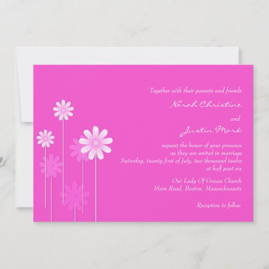 Roze Daisy Wedding Uitnodiging (Voorkant)