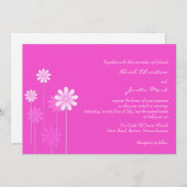 Roze Daisy Wedding Uitnodiging (Voorkant / Achterkant)