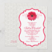 Roze Daisy White Lace First Community Invitation Kaart (Voorkant / Achterkant)