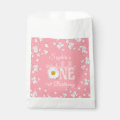 Roze Daisy Wild One 1e Verjaardag Bedankzakje (Voorkant)