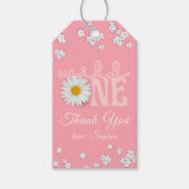 Roze Daisy Wild One 1e Verjaardag Cadeaulabel (Voorkant)