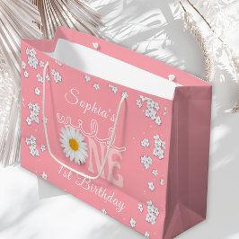 Roze Daisy Wild One 1e Verjaardag Groot Cadeauzakje