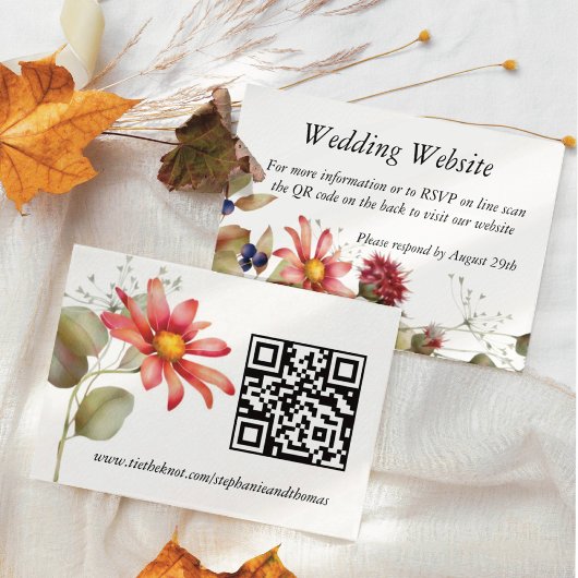 Roze Daisy Wildflower Waterverf Bloemen Informatiekaartje