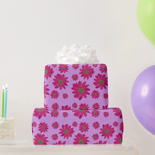 Roze Daisy Wrapping Paper Cadeaupapier (Feestgeschenken)
