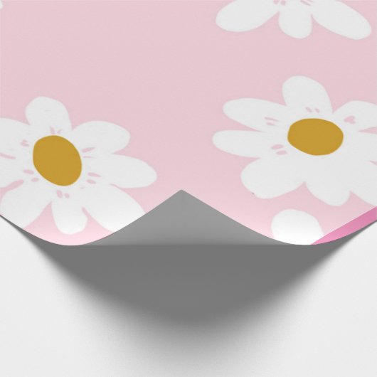 Roze Daisy Wrapping Paper Cadeaupapier (Hoek)