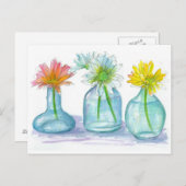 Roze Daisy Yellow Daisy White Daisy Boeketten Briefkaart (Voorkant / Achterkant)