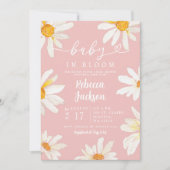Roze Daisy Zonnebloem Baby in Bloom Baby shower Kaart (Voorkant)