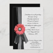 Roze Daisy Zwart en Wit Polka Dots Verjaardag Kaart (Voorkant / Achterkant)