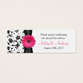 Roze Daisy Zwart Wit Bloemen Bruiloft Favor Labels Mini Visitekaartjes