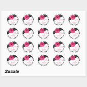 Roze Daisy Zwart Wit Bloemen Bruiloft Stickers (Vel)