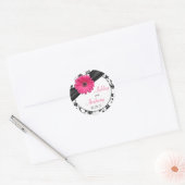 Roze Daisy Zwart Wit Bloemen Bruiloft Stickers (Envelop)