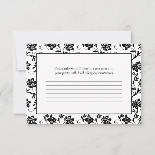 Roze Daisy Zwart Wit Bloemen Damast Bruiloft RSVP (Achterkant)