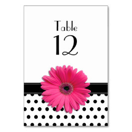 Roze Daisy Zwart Wit Polka Dot Bruiloft Kaart