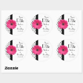 Roze Daisy Zwart Wit Polka Dot Bruiloft Sticker (Vel)