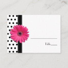 Roze Daisy Zwart Wit Polka Dot Place Card Plaatskaartje