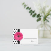 Roze Daisy Zwart Wit Polka Dot Place Card Plaatskaartje (Staand voorkant)
