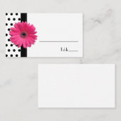 Roze Daisy Zwart Wit Polka Dot Place Card Plaatskaartje (Voorkant / Achterkant)