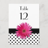 Roze Daisy Zwart Wit Polka Dot Trouwtafel Briefkaart (Voorkant)