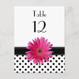 Roze Daisy Zwart Wit Polka Dot Trouwtafel Briefkaart