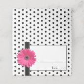 Roze Daisy Zwart Wit Polka Dots Bruiloft Plaatskaartje (Buitenkant ongevouwen)