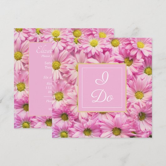 -roze Daisy's bruiloft Kaart (Voorkant / Achterkant)