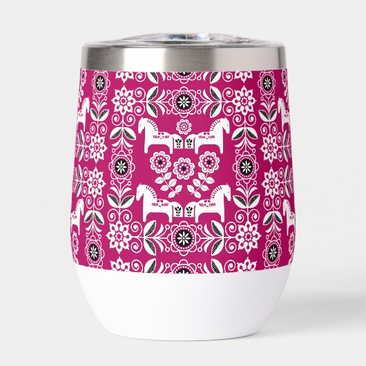 Roze Dala Zweeds Paard Print (Voorkant)