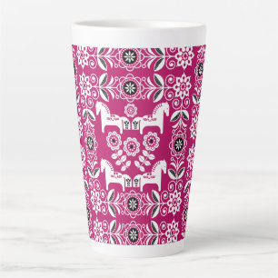 Roze Dala Zweeds Paard Print Latte Mok