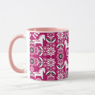 Roze Dala Zweeds Paard Print Mok