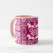 Roze Dala Zweeds Paard Print Mok (Voorkant links)