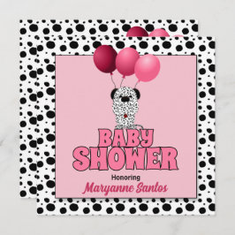 Roze Dalmatian Dog Theme voor meisjes Baby shower Kaart