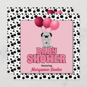 Roze Dalmatian Dog Theme voor meisjes Baby shower Kaart