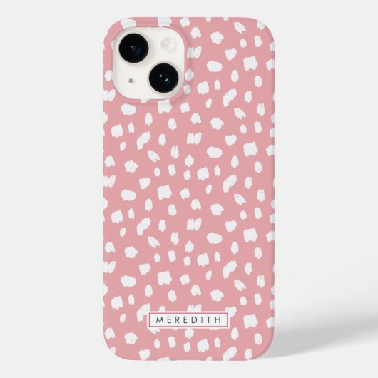 Roze Dalmatian Print Name Hoesje-Mate iPhone Case (Achterkant)
