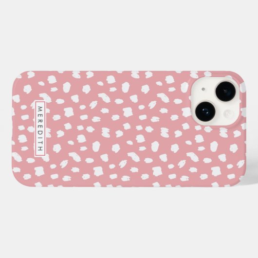 Roze Dalmatian Print Name Hoesje-Mate iPhone Case (Achterkant (horizontaal))