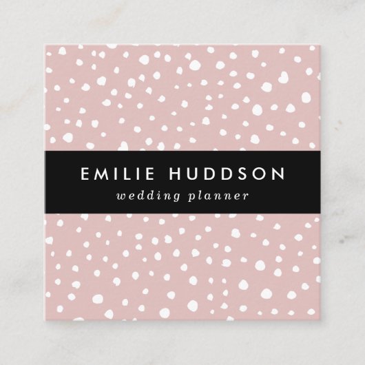 Roze Dalmatische Spots, Dalmatische Stippen, gecit Vierkante Visitekaartje (Voorkant)