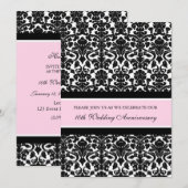 Roze Damask 10e jubileumfeest uitnodiging (Voorkant / Achterkant)