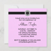 Roze Damask 15e verjaardagsfeestje uitnodiging (Achterkant)