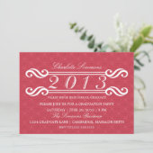 Roze  Damask 2013 Afstuderen Invitation Kaart (Staand voorkant)