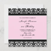 Roze Damask 21e Birthday Party Invitations Kaart (Achterkant)