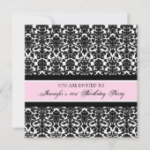 Roze Damask 21e Birthday Party Invitations Kaart (Voorkant)