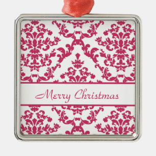 Roze Damask #2 aanpasbaar Metalen Ornament