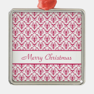 Roze Damask #2 aanpasbaar Metalen Ornament
