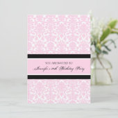 Roze Damask 30e verjaardagsfeest uitnodigingen (Staand voorkant)