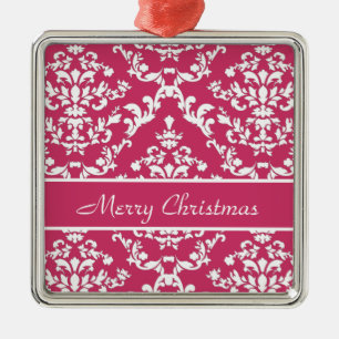 Roze Damask #3 aanpasbaar Metalen Ornament