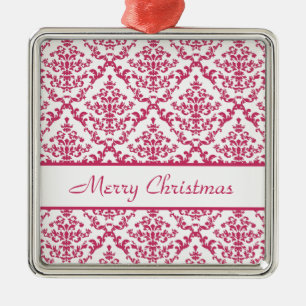 Roze Damask #4 aanpasbaar Metalen Ornament