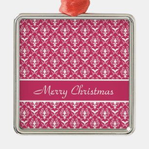 Roze Damask #5 aanpasbaar Metalen Ornament
