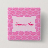 Roze Damask Aangepaste persoonlijke naamkaart Vierkante Button 5,1 Cm (Voorkant)