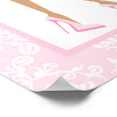 Roze Damask African American Woman Baby shower Poster (Hoek)