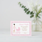 Roze Damask Afro-Amerikaans Baby shower Raffle Informatiekaartje (Staand voorkant)